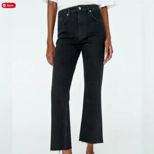 ZARA Flare Cropped Raw Edge Jeans Size US 8 | Elevated Basics, Minimalist